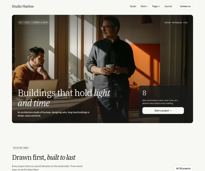 Studio Marlow website, made with the Alder skill