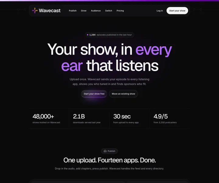 Wavecast website, made with the Gorban skill
