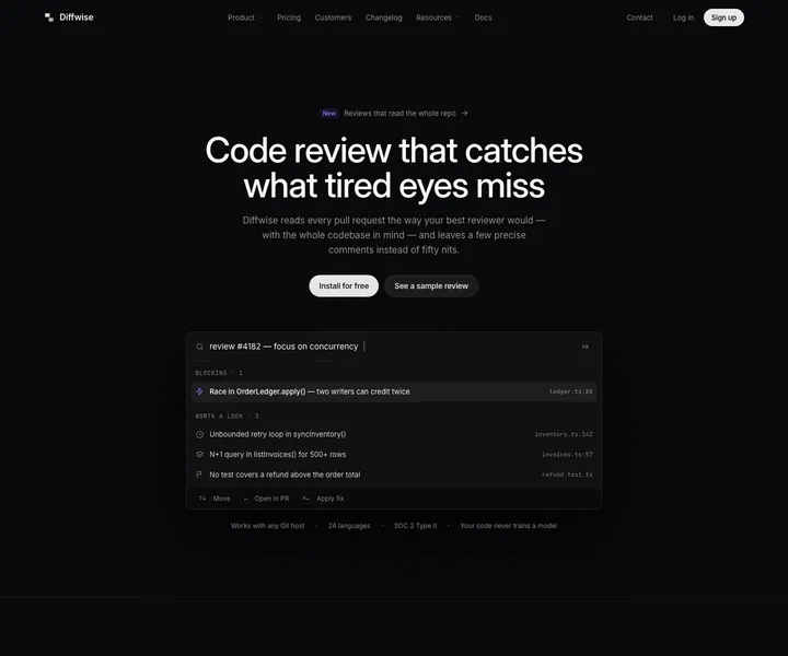 Diffwise website, made with the Vesper skill
